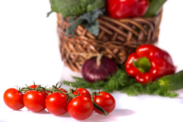 Lovely basket with fresh vegetables