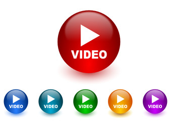 video colorful vector icons set