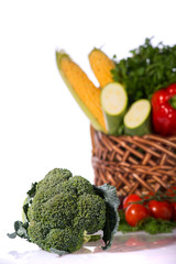 Lovely basket with fresh vegetables