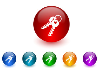 keys colorful vector icons set