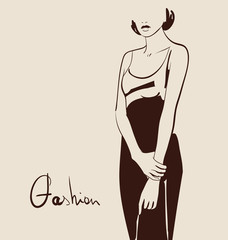 beautiful woman hand drawn