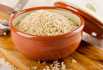 natural brown rice in   bowl.