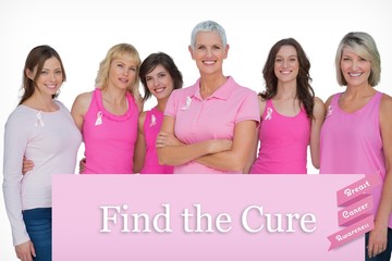 Enthusiastic women posing with pink tops for breast cancer