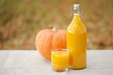 Delicious pumpkin juice from the fresh crop.