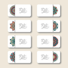 collection of ornamental floral business cards, oriental pattern
