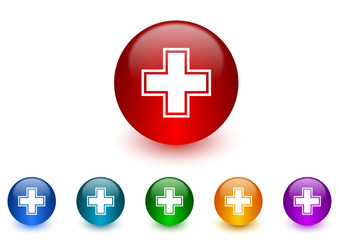 pharmacy colorful vector icons set