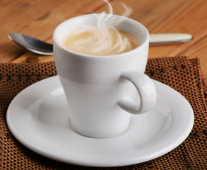 espresso coffee  on a wooden table