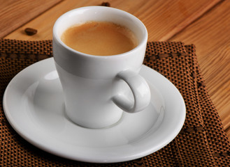 espresso coffee  on  wooden table
