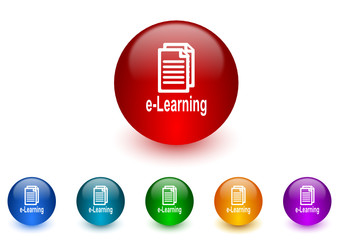 e-learning colorful vector icons set