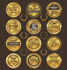 Golden retro badges collection