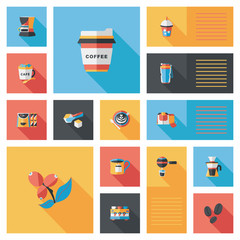 Coffee flat ui background set, eps10