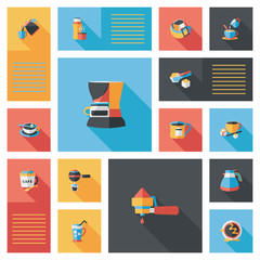 Coffee flat ui background set, eps10