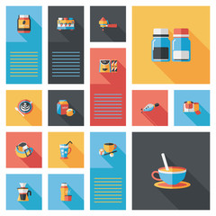 Coffee flat ui background set, eps10