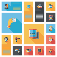 Coffee flat ui background set, eps10