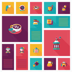Coffee flat ui background set, eps10