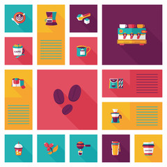 Coffee flat ui background set, eps10