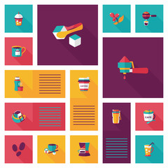 Coffee flat ui background set, eps10