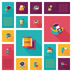 Coffee flat ui background set, eps10