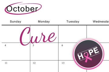 Composite image of breast cancer awareness message on poster