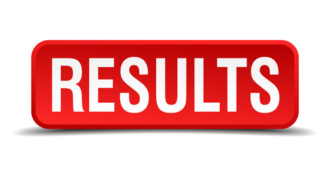 Results red 3d square button isolated on white
