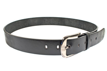 Leather men's belt with clasp isolated on white