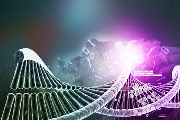 Fototapeta na wymiar model of twisted chrome DNA chain