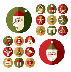 Christmas design icons set. Vector background.