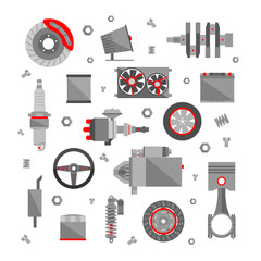 Set of auto spare parts