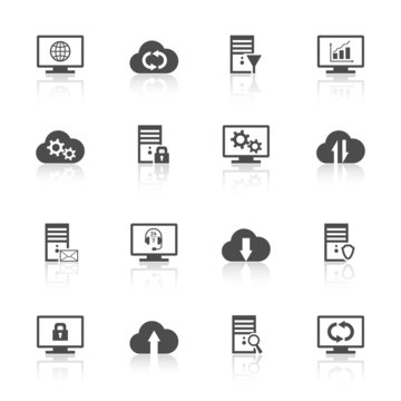 Hosting, network and cloud computing icons