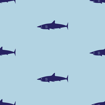 blue sea shark fish seamless pattern eps10