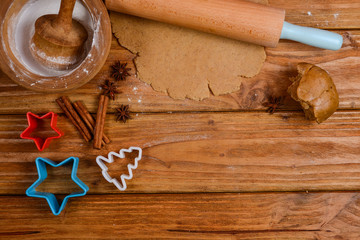 Gingerbread christmas dough on table
