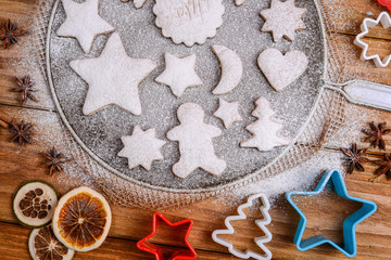 Christmas cookies decorated with powder sugar