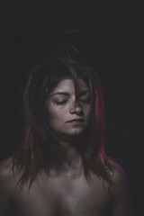 Beautiful latina woman with hair flying