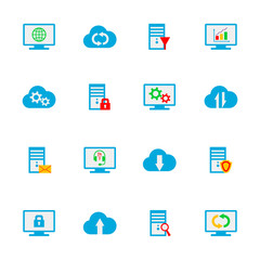 Hosting, network and cloud computing icons