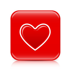 Red heart button, icon