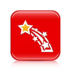Red shooting star button, icon