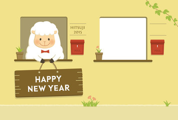 年賀状フォトフレーム　羊A