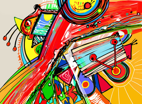 unusual digital painting of abstract composition, vector illustr