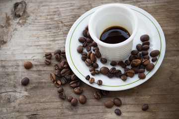 coffee beans with cup