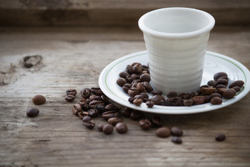 coffee beans with cup