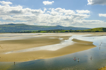 Paddle Boarders on the estuary. Portmeirion