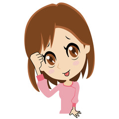 テヘペロする若い女性