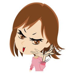 髪をなびかせる若い女性