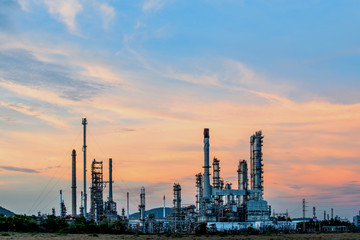 Oil refinery at twilight - factory