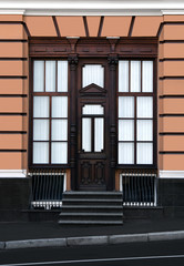 the wooden door and windows