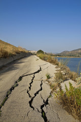 Road destroyed by a landslide