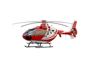 Red helicopter on white background