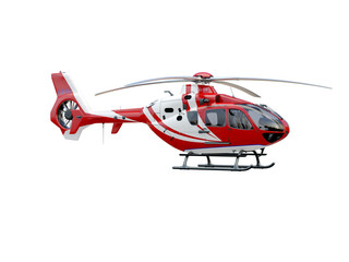 Red helicopter on white background
