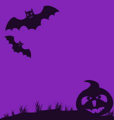 Halloween background with pumpkin and bats