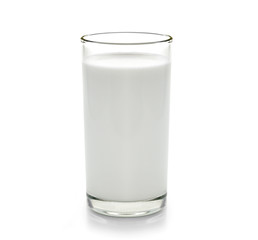fresh milk in the glass on white background
